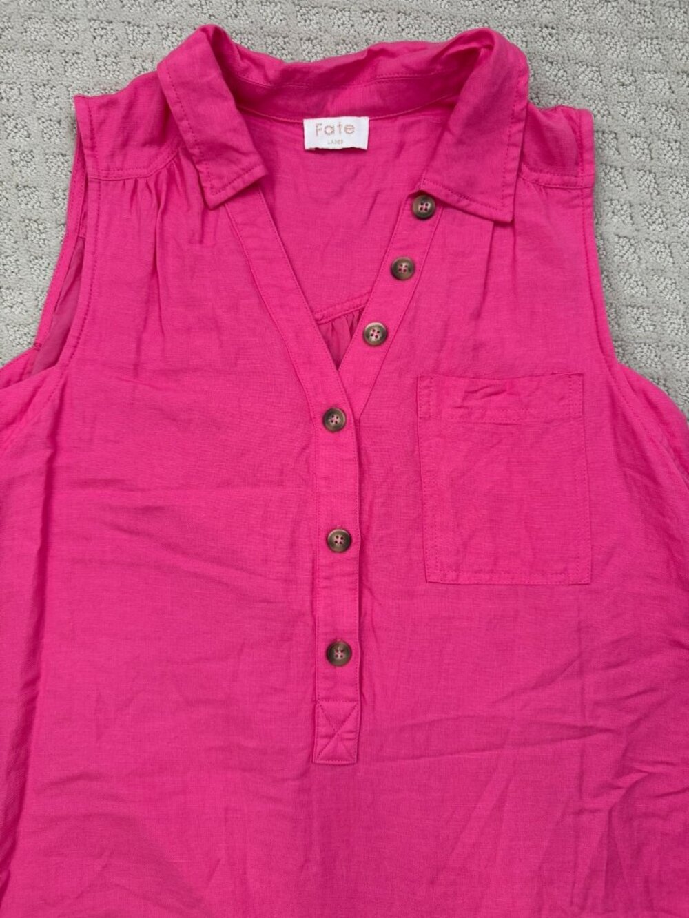 FATE Pink Linen Blend Mini Dress - Picture 3 of 6